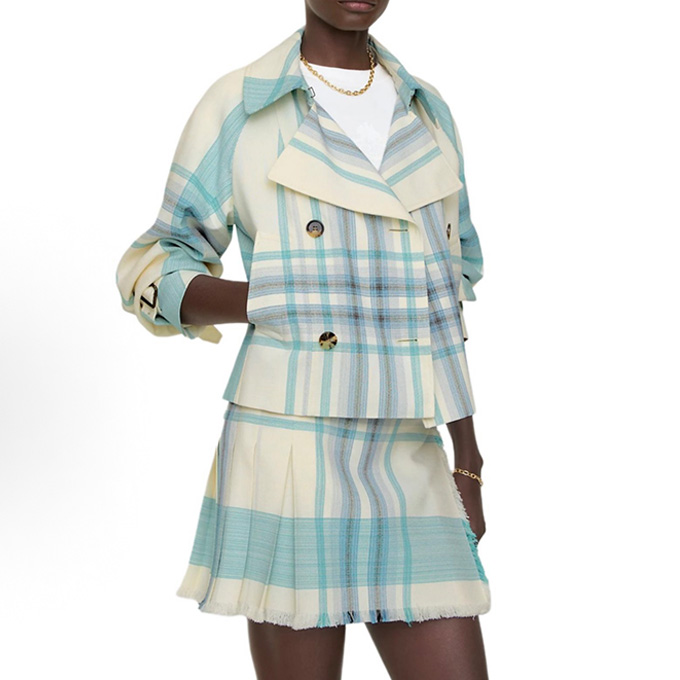 burberry check patchwork cropped double breasted trench jacket